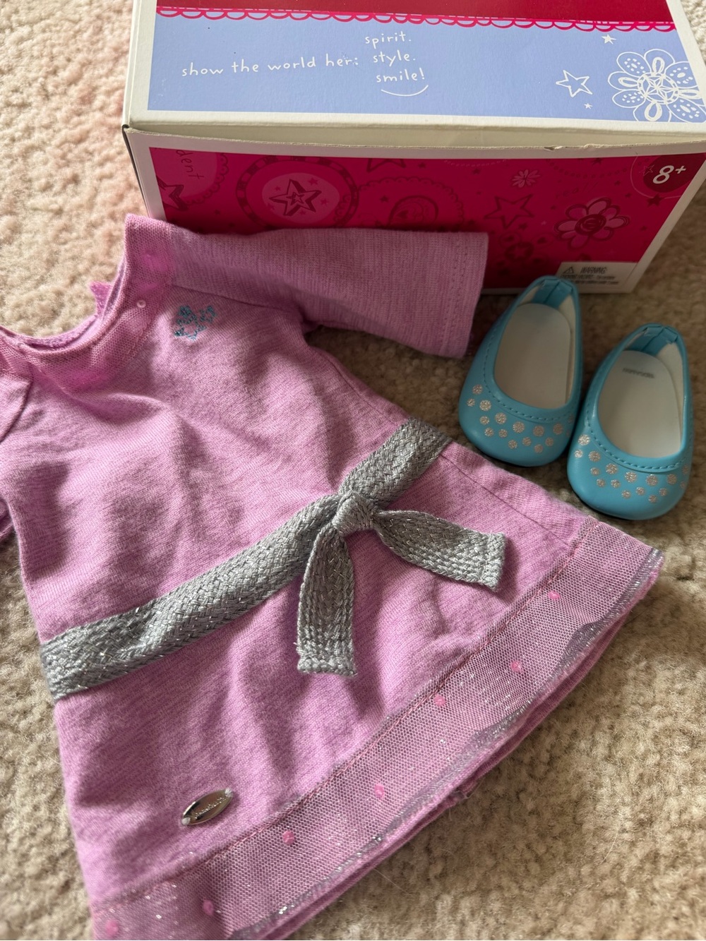 American Girl Doll Truly Me dress and shoes
